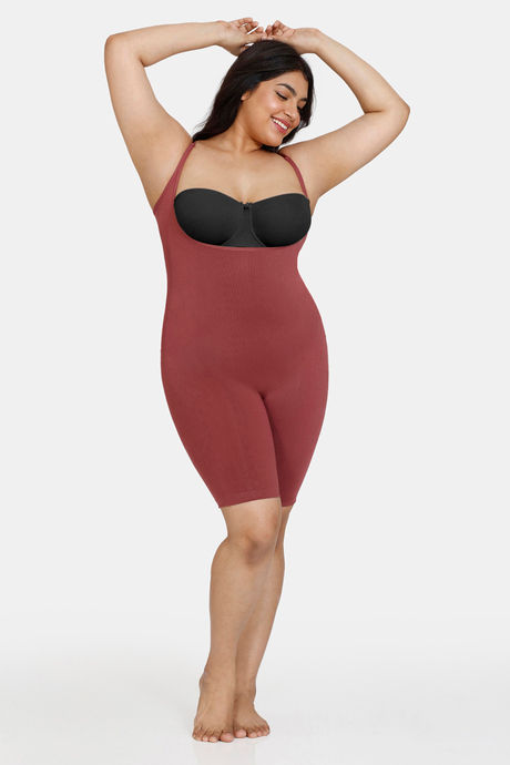 Zivame All Day Seamless Knee Length Bodysuit - Wild Ginger — image 10